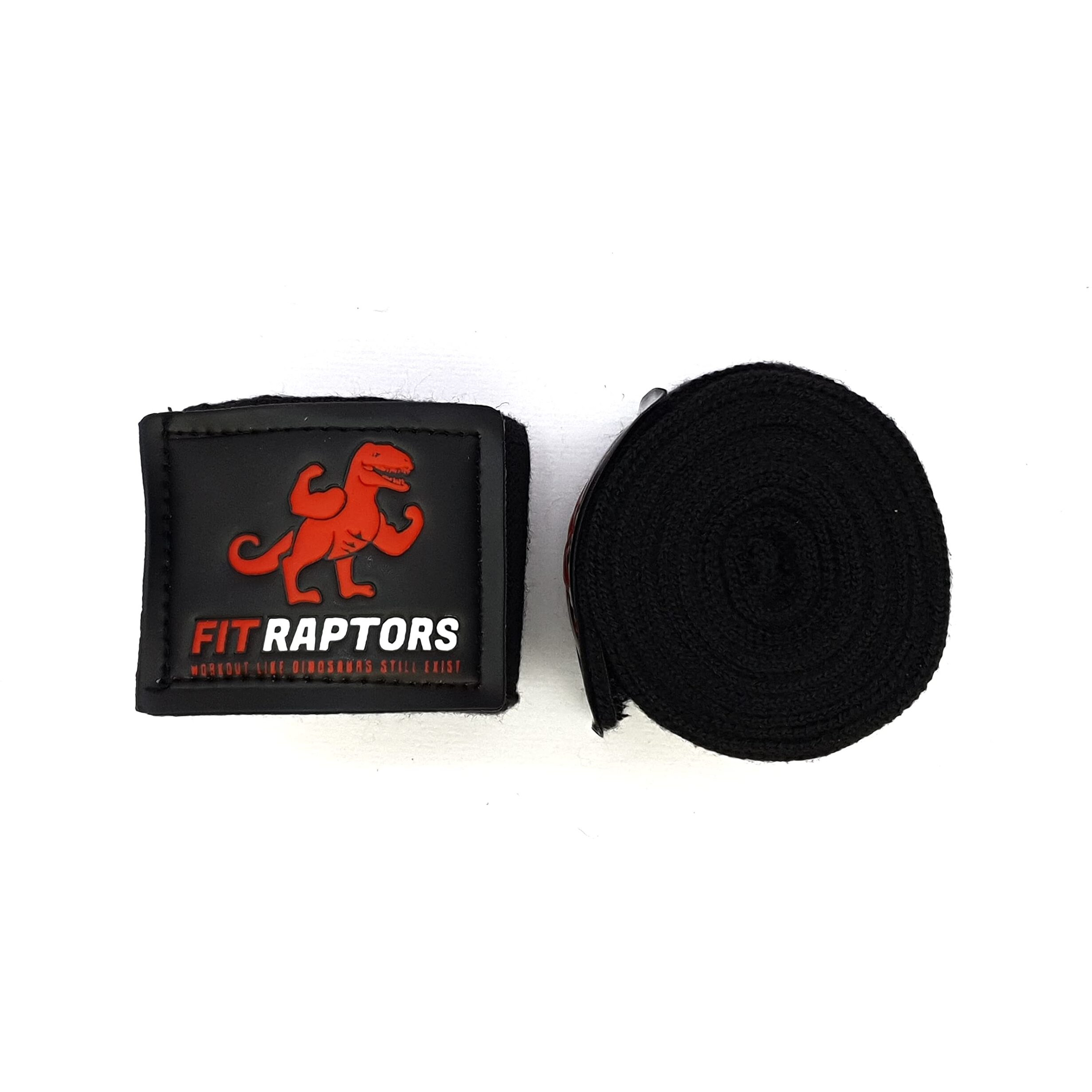 FitRaptors Cotton Boxing Hand Wrap with Thumb Loop for Men & Women Gym Accessories and Fitness Support Gloves Straps with Premium Velcro for Better Stability and Grip (3 Meters, Black)