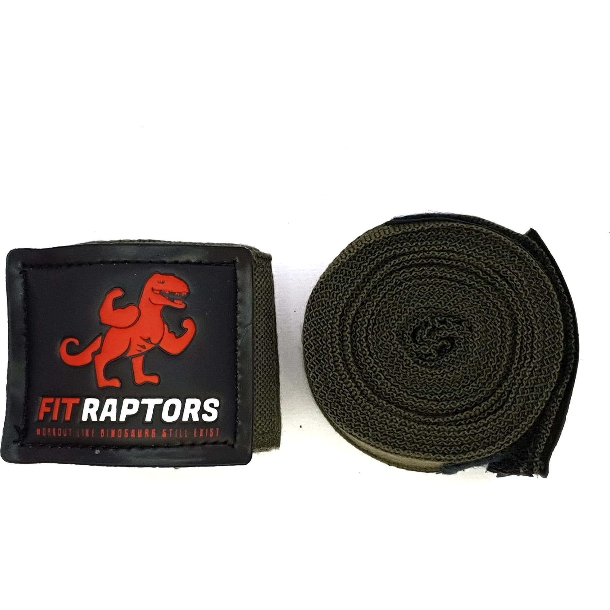 FitRaptors Cotton Boxing Hand Wrap with Thumb Loop for Men & Women Gym Accessories and Fitness Support Gloves Straps with Premium Velcro for Better Stability and Grip (3 Meters, Army Green)