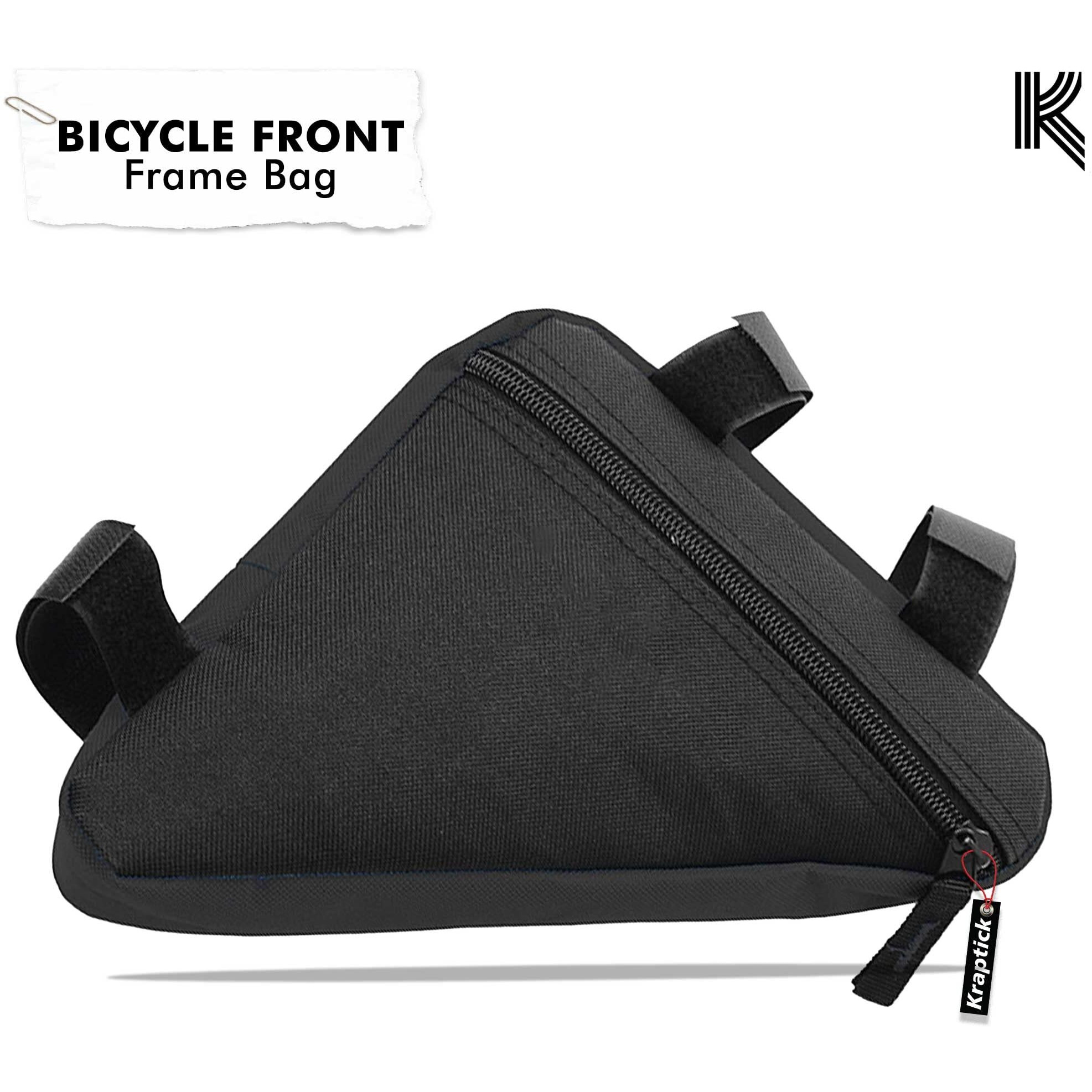 Kraptick Triangle Bike Bag - Bike Frame Bag for Bicycle Tools - Bike Pouch for Cycle Accessories, Bicycle Frame Front Triangle Bag Bike, Cycle Triangle Bag (Blue Black)
