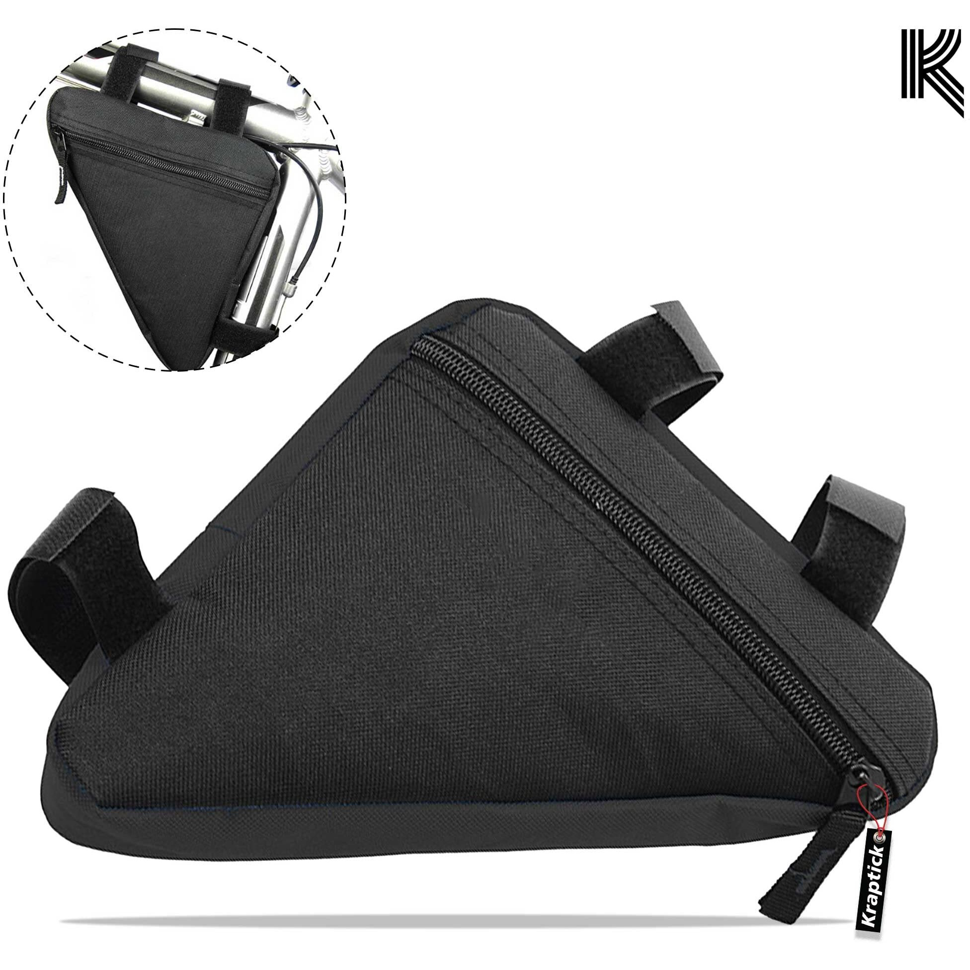 Kraptick Triangle Bike Bag - Bike Frame Bag for Bicycle Tools - Bike Pouch for Cycle Accessories, Bicycle Frame Front Triangle Bag Bike, Cycle Triangle Bag (Blue Black)