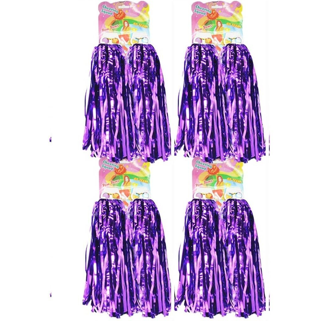 Amit Marketing Cheerleader Pom Poms | Soft Comfortable Handle Reusable | Waterproof | Rooter Shaker Toy | for Cheerleading, Celebrations, Sports Events, Party, Room dcor etc.  Pack of 2 (Violet)