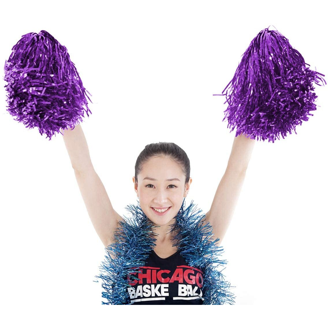 Amit Marketing Cheerleader Pom Poms | Soft Comfortable Handle Reusable | Waterproof | Rooter Shaker Toy | for Cheerleading, Celebrations, Sports Events, Party, Room dcor etc.  Pack of 2 (Violet)