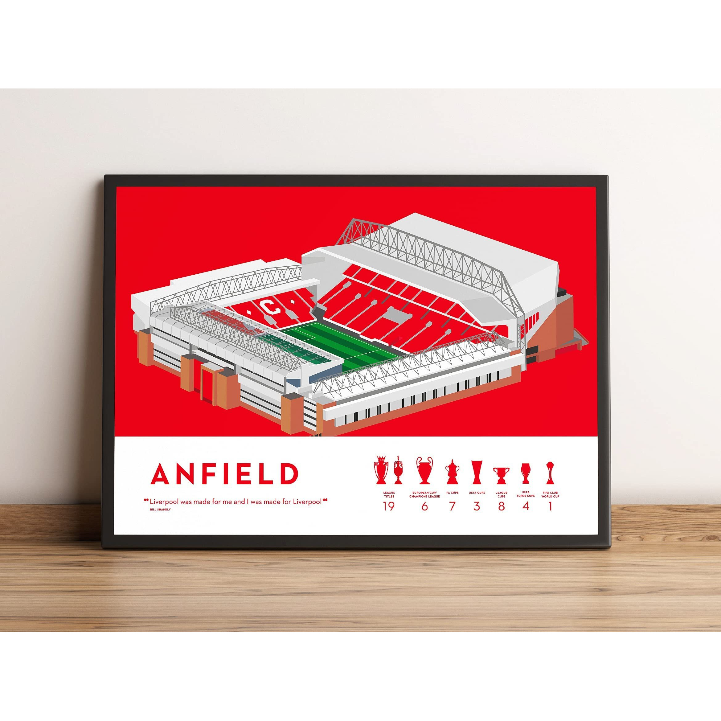 QUOTE - UNQUOTE ART Liverpool Framed Poster - Anfield Wall Art 17x25 inches - Black Frame