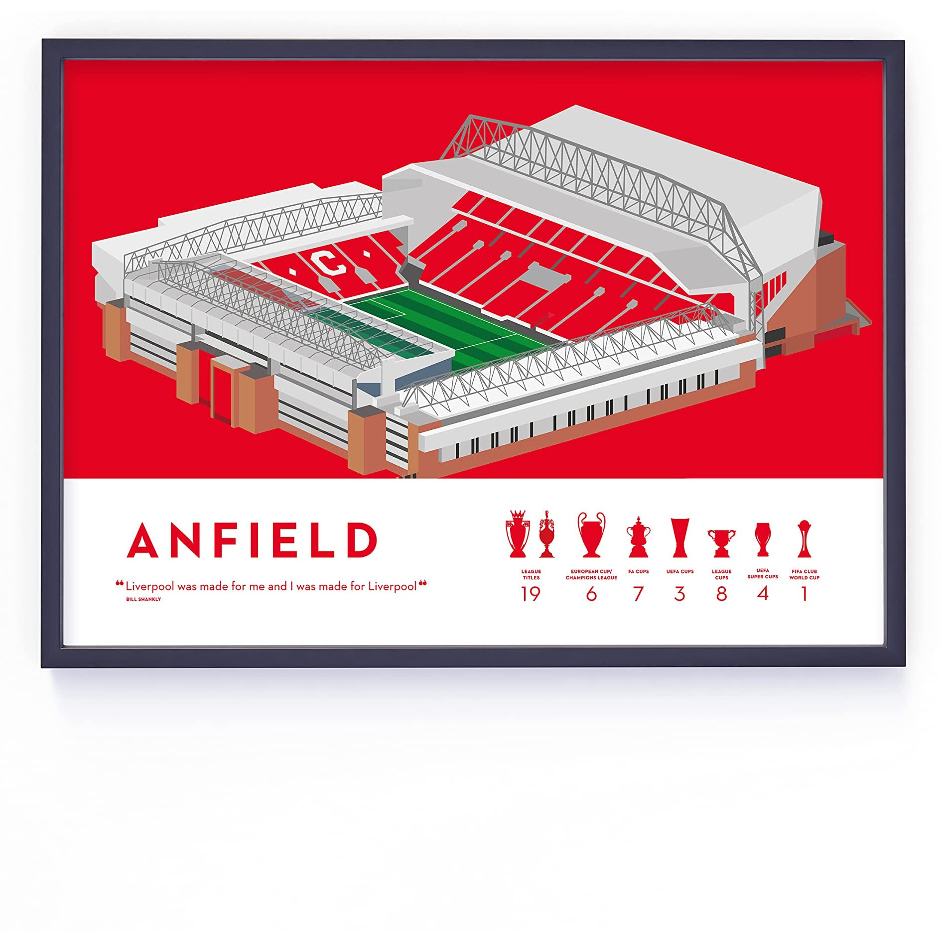 QUOTE - UNQUOTE ART Liverpool Poster - Anfield - liverpool Wall Art - 13x17 inches - Black Frame
