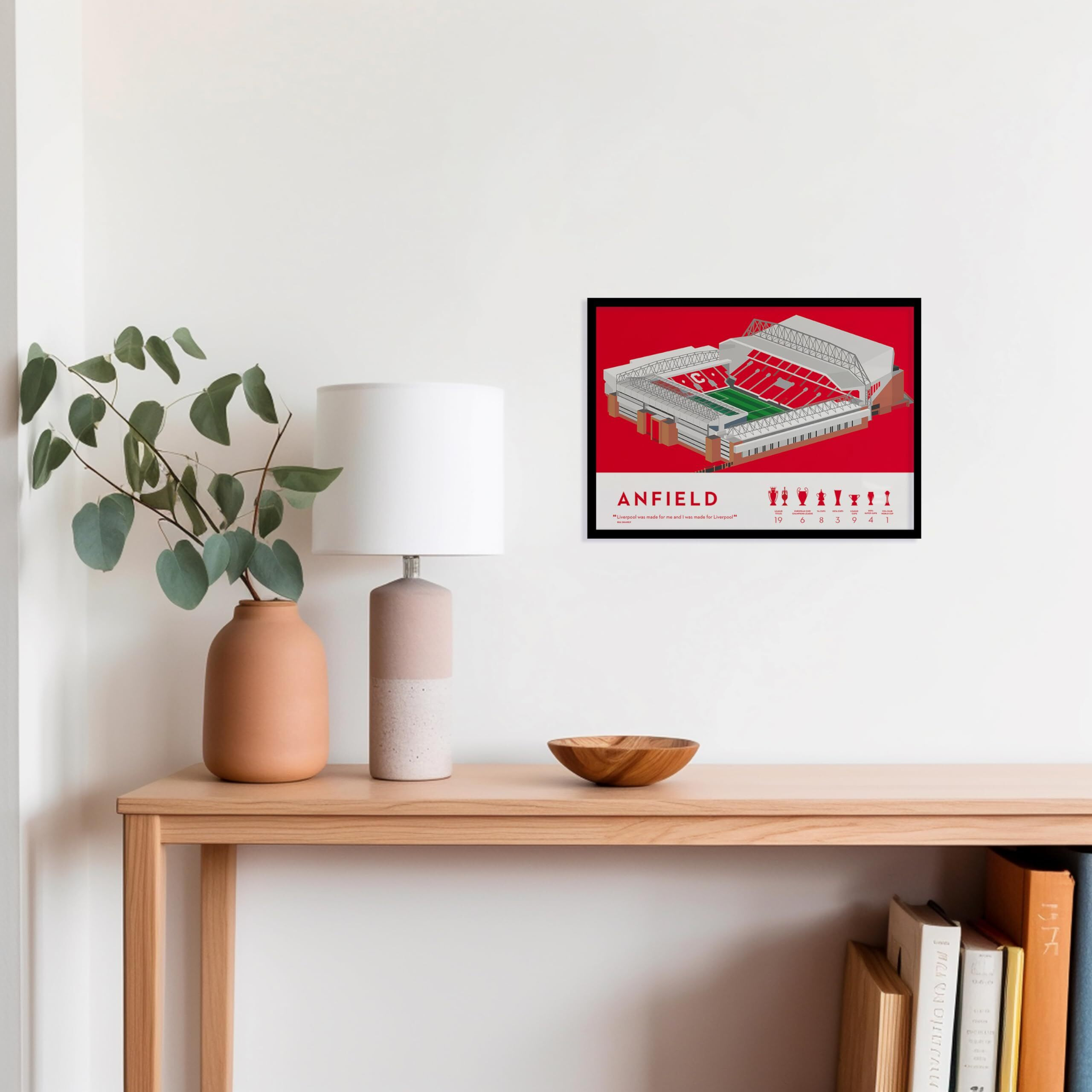 QUOTE - UNQUOTE ART Liverpool Poster - Anfield - liverpool Wall Art - 13x17 inches - Black Frame