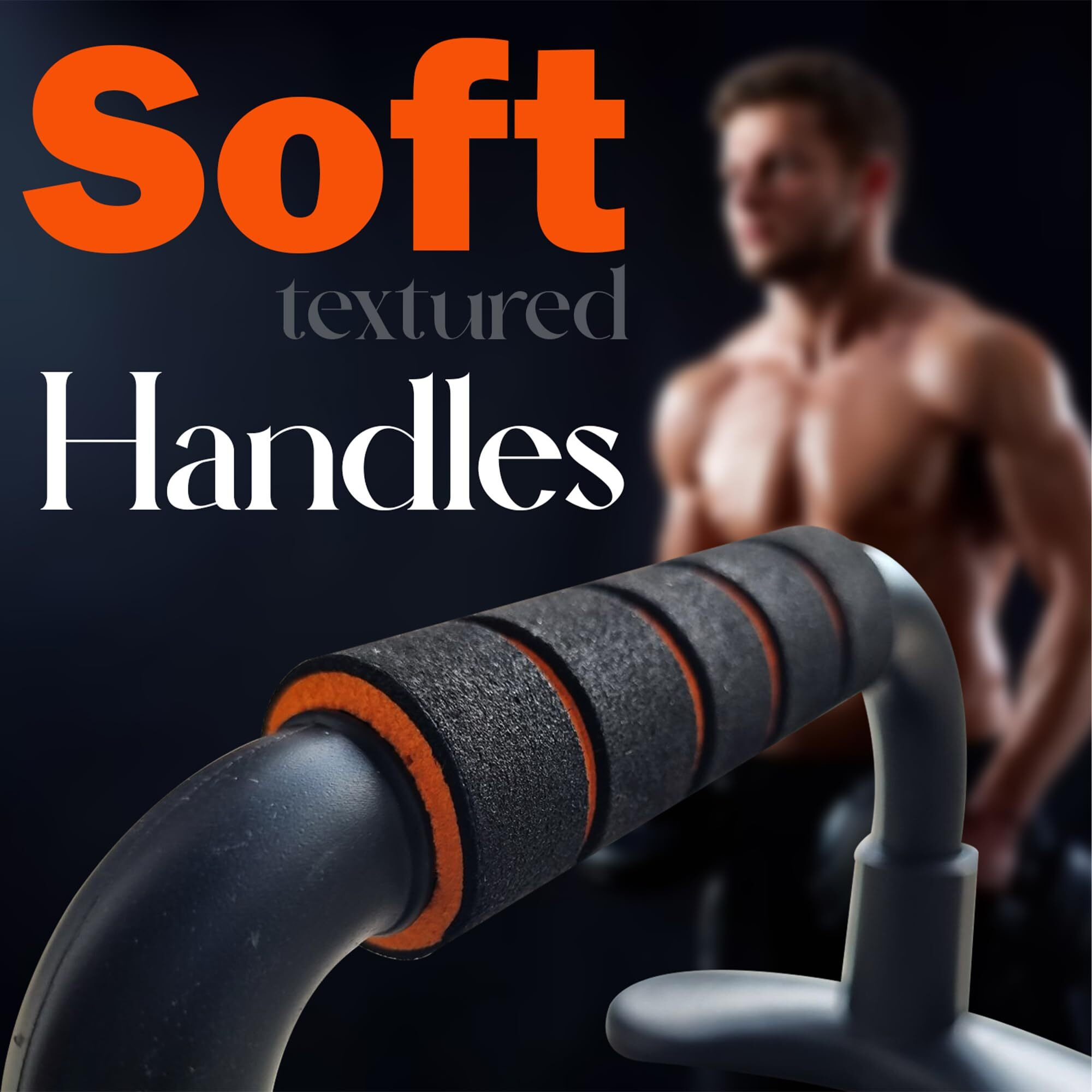 ALISS Push Up Bars Gym Exercise Equipment Fitness 1 Pair Pushup Handles With Cushioned Foam Grip and Non-slip Sturdy Structure Push Up Bars for Men & Women (Color-Orange, Size- Free)