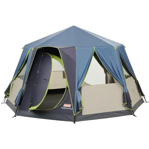 Coleman Cortes Octagon 8 Person Family Tent with Wheeled Carry Bag, 2000 mm Water Column, Easy Set up with Color Coded Poles (Get Complimentary 2 Coleman BYOT Camping Nightout Event Passes)