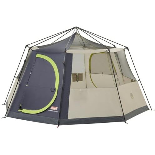 Coleman Cortes Octagon 8 Person Family Tent with Wheeled Carry Bag, 2000 mm Water Column, Easy Set up with Color Coded Poles (Get Complimentary 2 Coleman BYOT Camping Nightout Event Passes)
