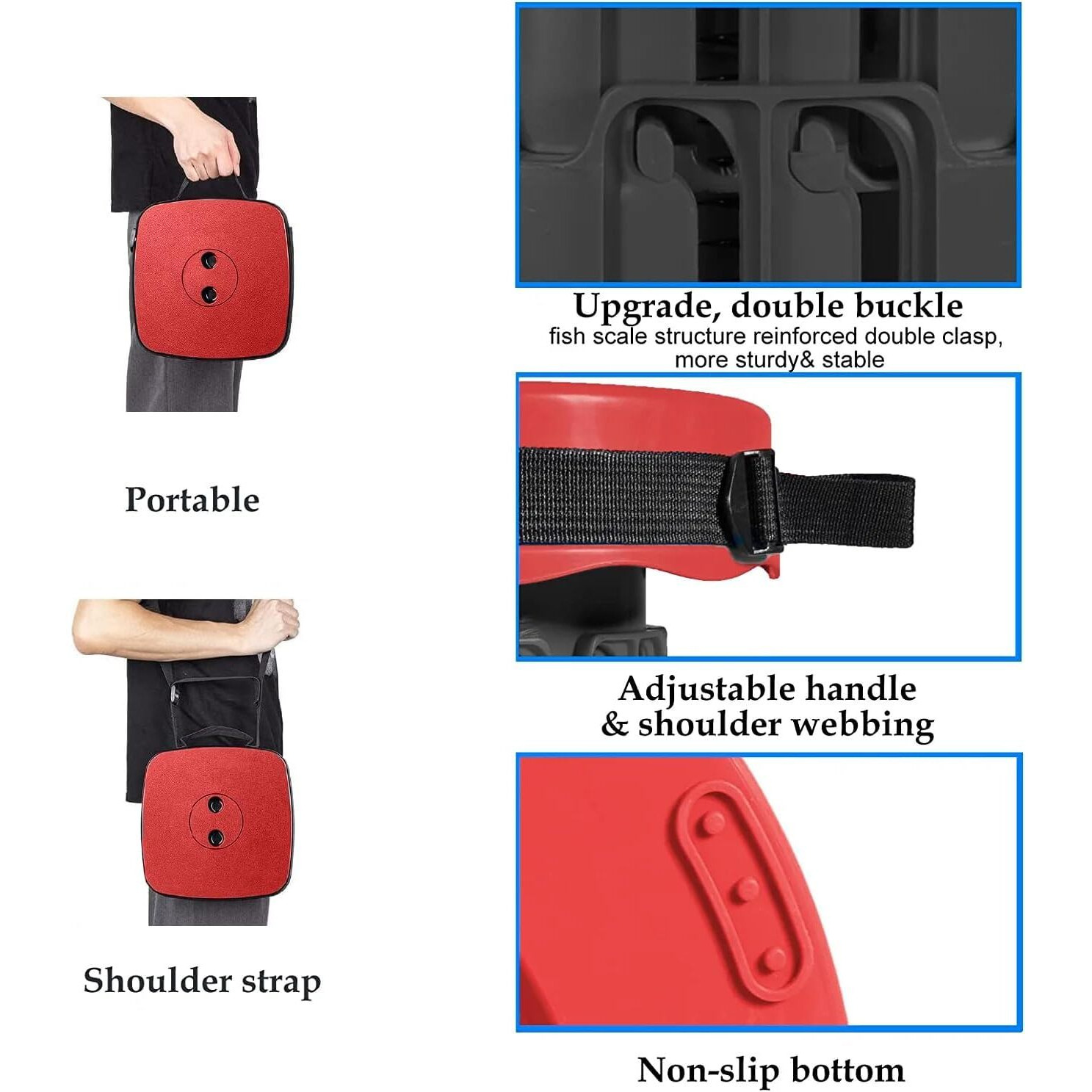 RATAVA Folding Outdoor Portable Stool, Lightweight Heavy Duty Camping Fishing Hiking Picnic Garden BBQ stool Mountaineering House-Using Recreation Easy to Carry, Heavy Material (Red, 1pc)