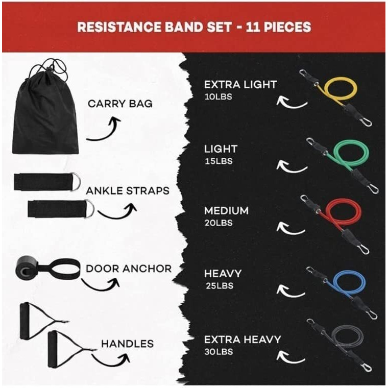 C.HERRY LEGGINGS Resistance Band for Workout,Resistance Band Set of 11,Resistance Band for Heavy Workout-Resistance Band Foam Handle Door Anchor Pull Ankle Strap