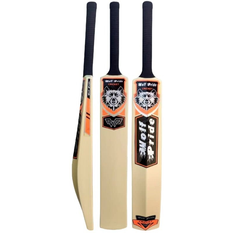 Wild Heavy Duty Premium Plastic Cricket Bat for All Age Groups-Kids Girls Boys Girls Adults ((Full Size (34 X 4.5  Ivory), WP Orange & Black Grip)