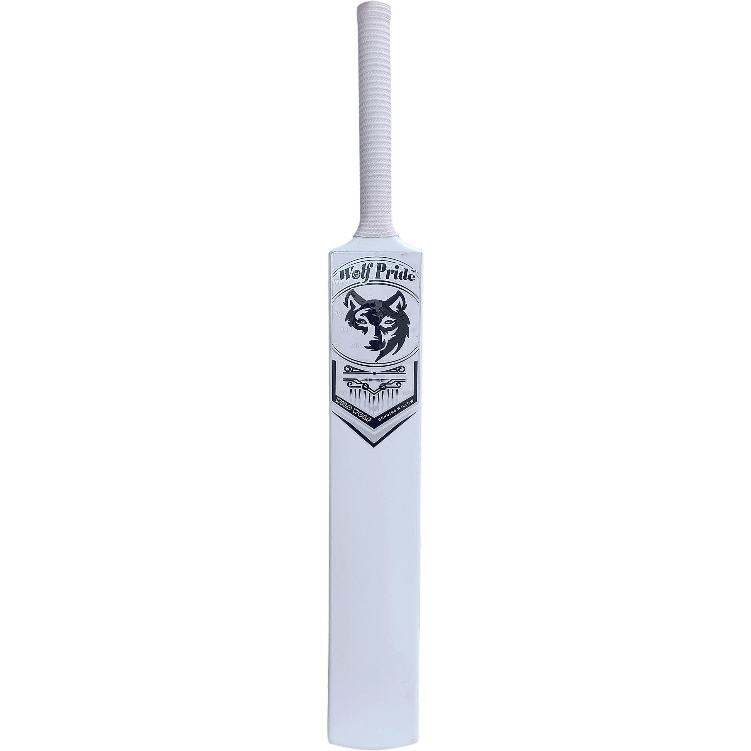 WOLF PRIDE Wild White & White White Hard Plastic Cricket Bat Size 8N (34 X4.5 )