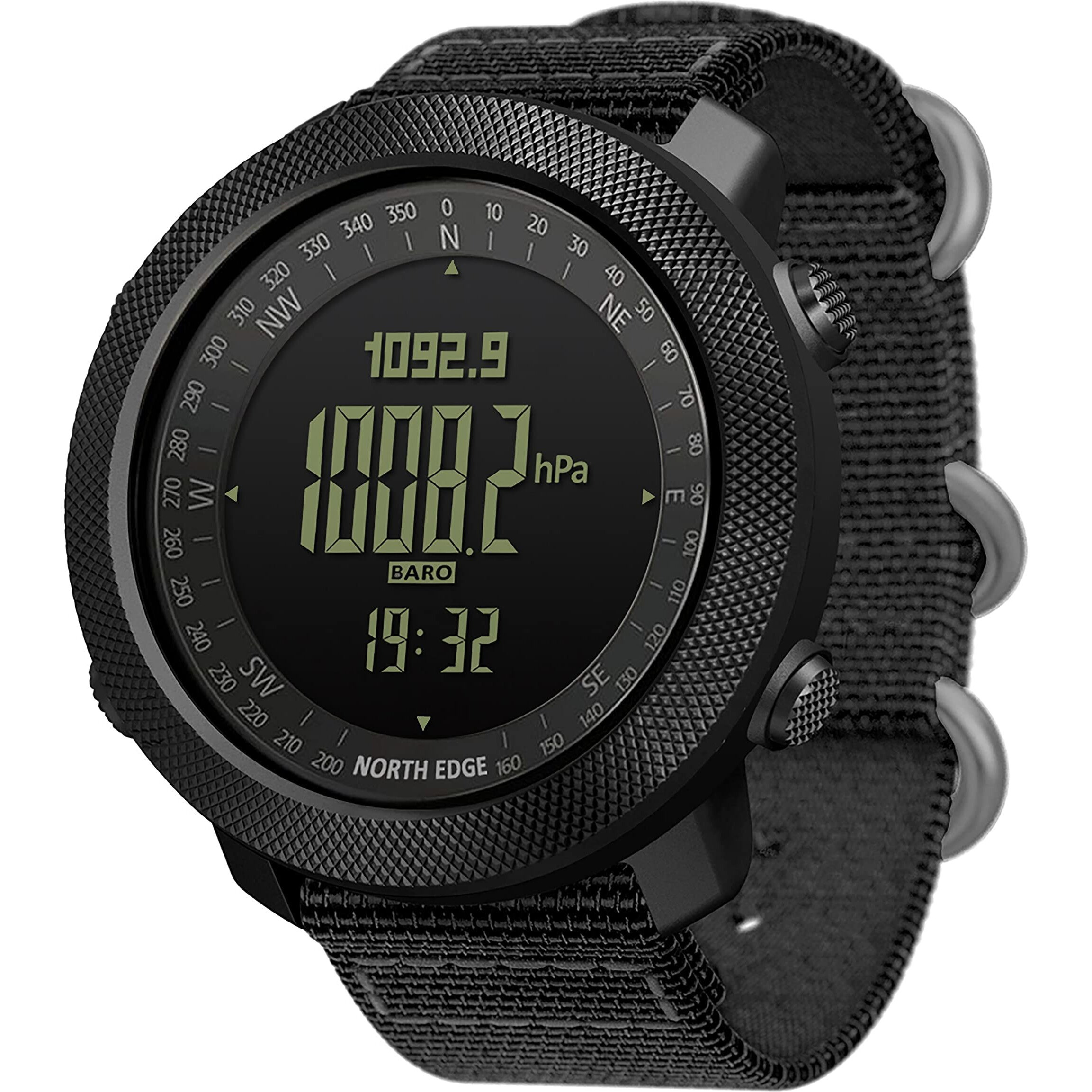 NORTH EDGE Military-Watch Tactical-Watch Survival-Watch - Digital Sports Watch for Men, Pedometer, Compass, Calories, Durable Nylon Band, Model Apache