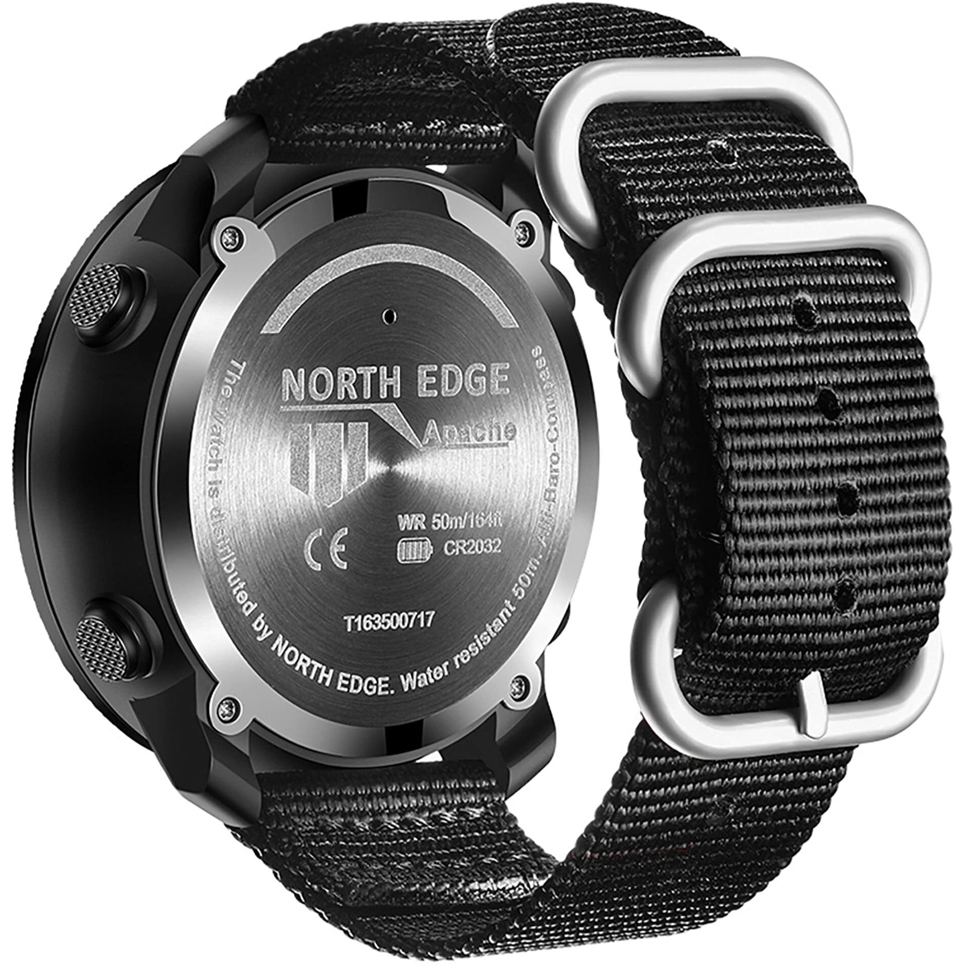 NORTH EDGE Military-Watch Tactical-Watch Survival-Watch - Digital Sports Watch for Men, Pedometer, Compass, Calories, Durable Nylon Band, Model Apache