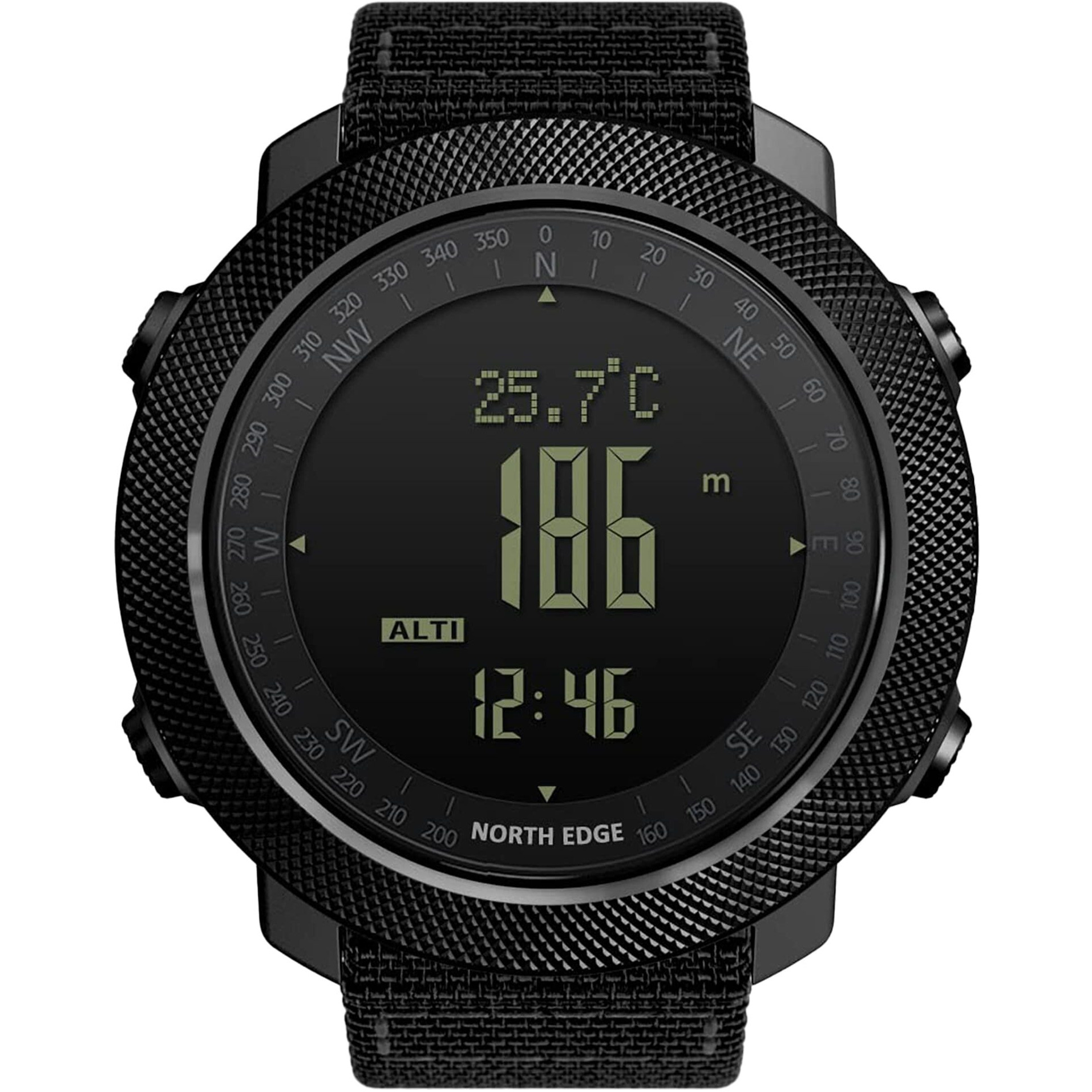 NORTH EDGE Military-Watch Tactical-Watch Survival-Watch - Digital Sports Watch for Men, Pedometer, Compass, Calories, Durable Nylon Band, Model Apache