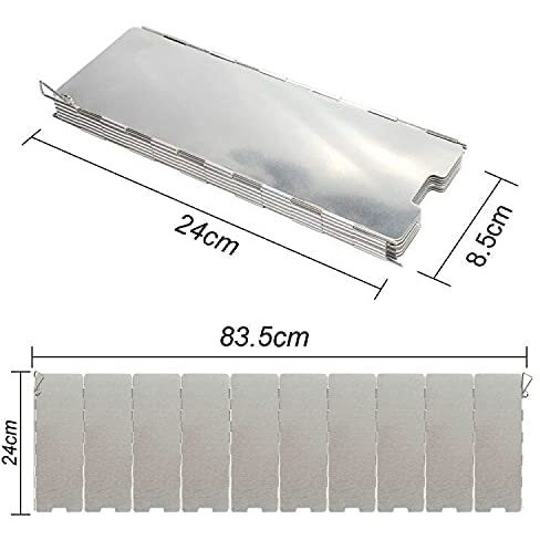 NEAR STOP 10 Plates Foldable Camping Stove Windshield, Outdoor Camping Cooker Wind Screen for Cooking and Picnic