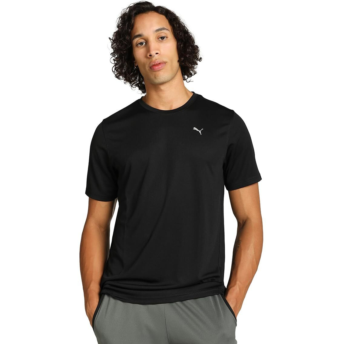 Puma Men's Solid Regular Fit T-Shirt (526456_Black L)