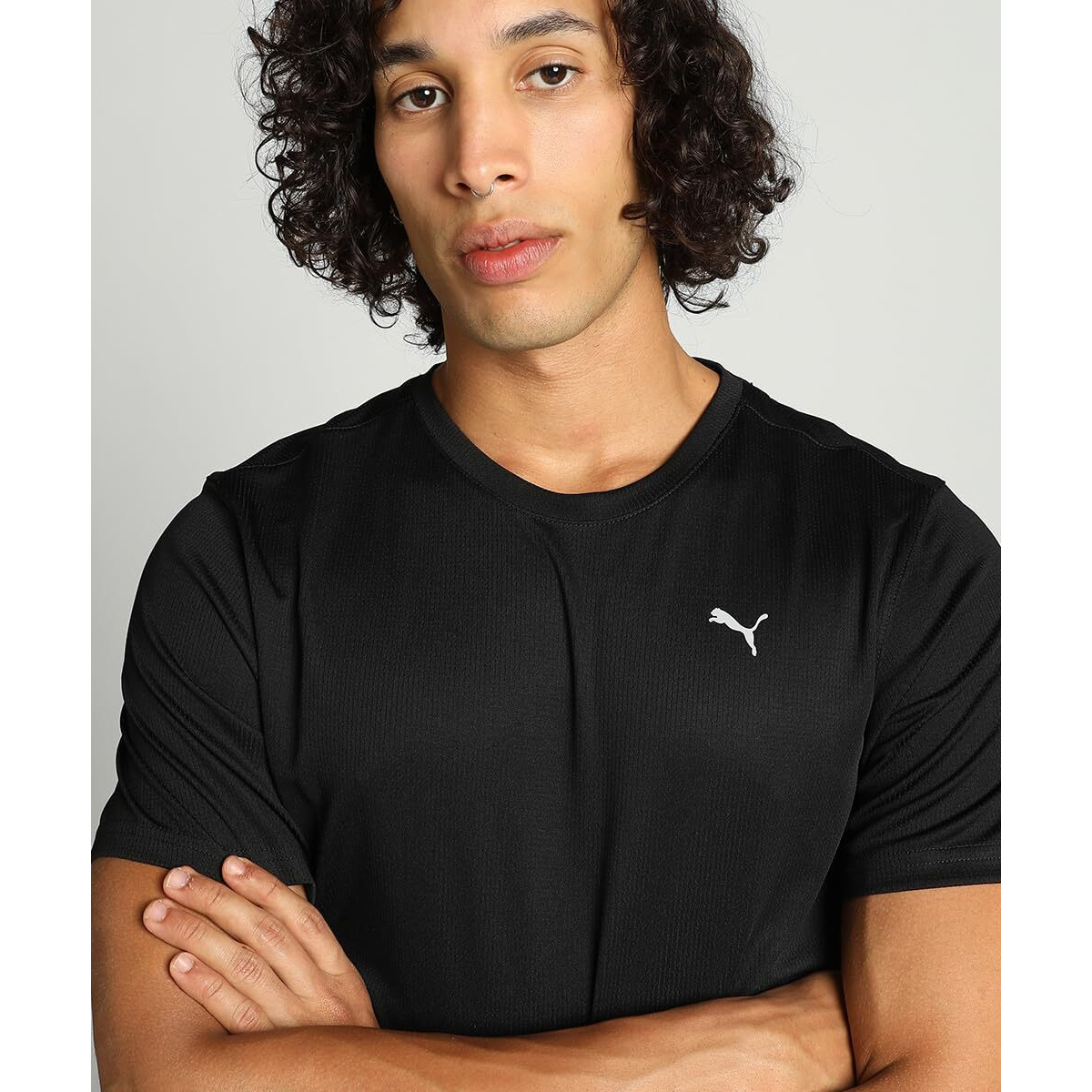 Puma Men's Solid Regular Fit T-Shirt (526456_Black L)