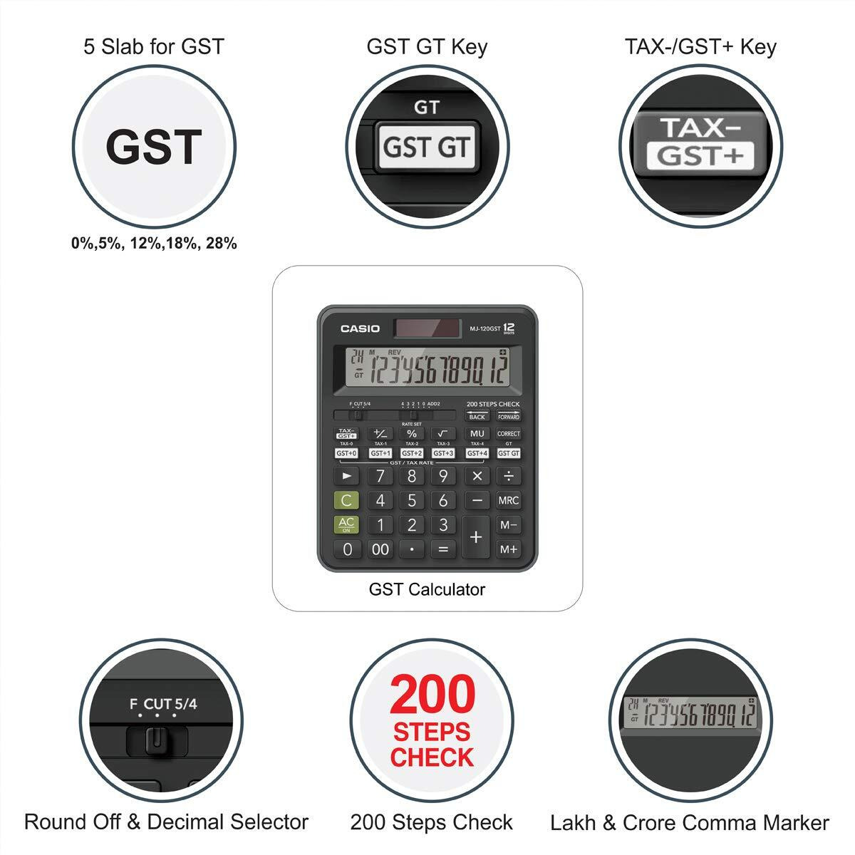 Casio MJ-120GST GST Calculator (Black)