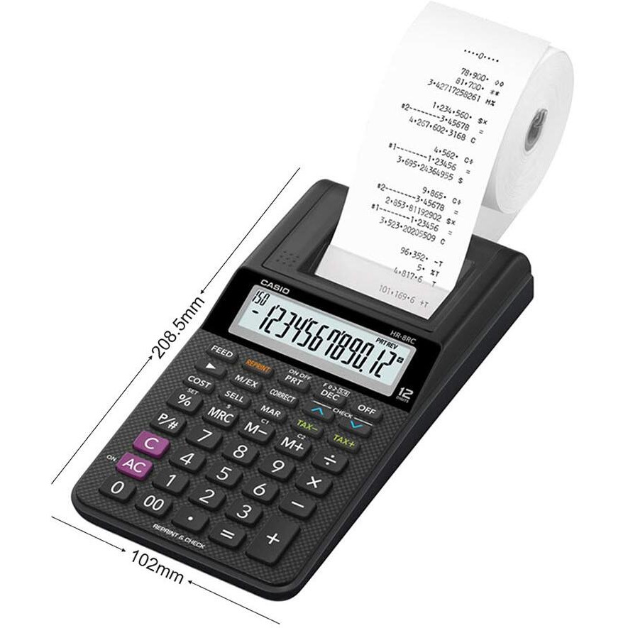 Casio HR-8RC-BK 150 Steps Check & Correct Printing Calculator with Reprint Feature