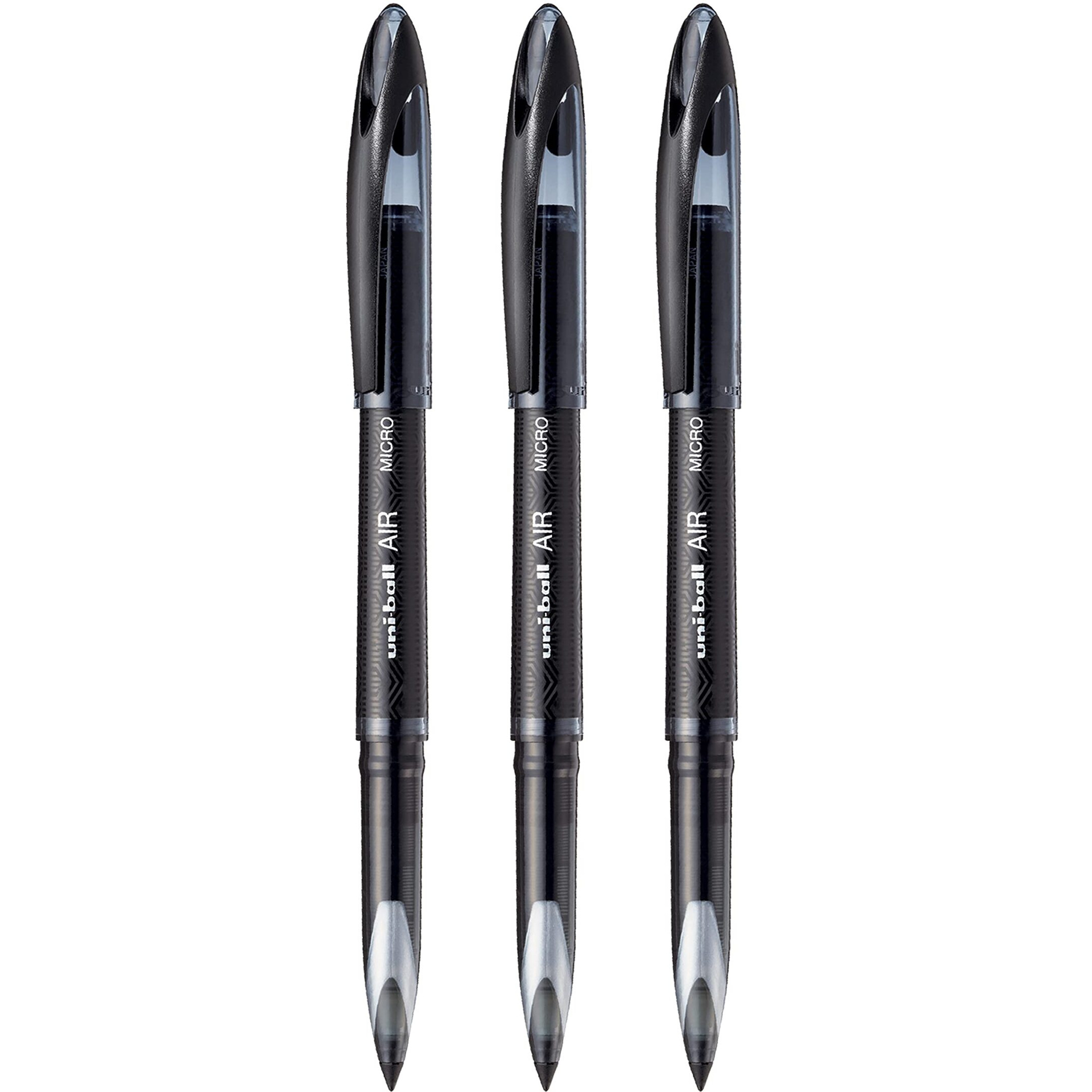 UNI-BALL Air UBA188M 0.5mm Roller Ball Pen | Waterproof Bold Ink | Water & Fade Resistant | Long Lasting Smudge Free Ink | School and Office stationery | Black Ink, Pack of 3