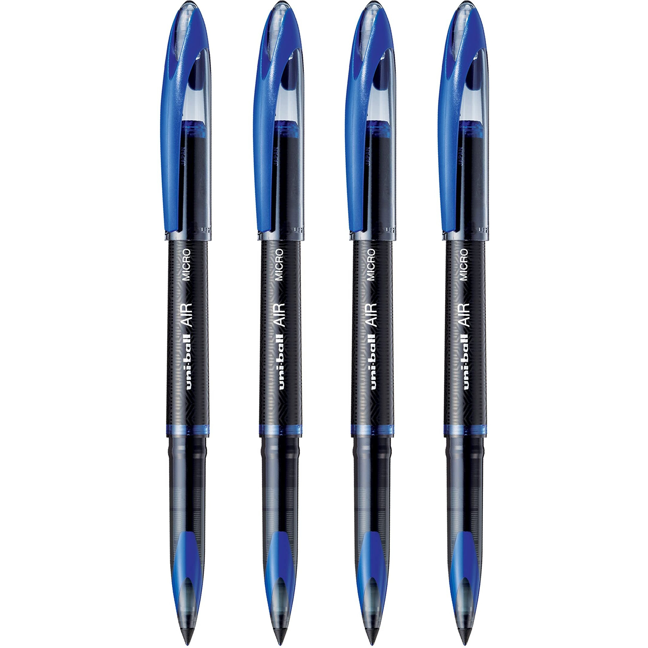uni-ball Air UBA188M 0.5mm Roller Ball Pen | Waterproof Bold Ink | Water & Fade Resistant | Long Lasting Smudge Free Ink | School and Office stationery | Blue Ink, Pack of 4