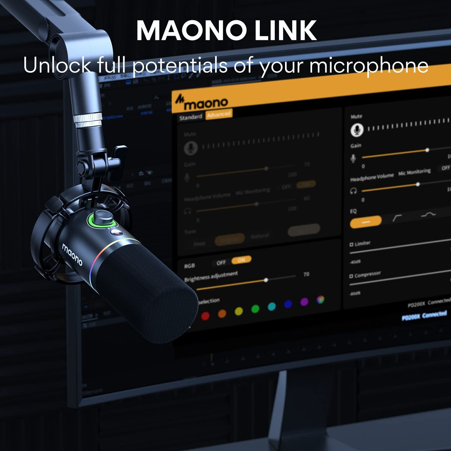 MAONO PD200X USB/XLR Dynamic Mic for Singing, PC, YouTube Recording. Professional Microphone with Programmable Software and 0-Latency