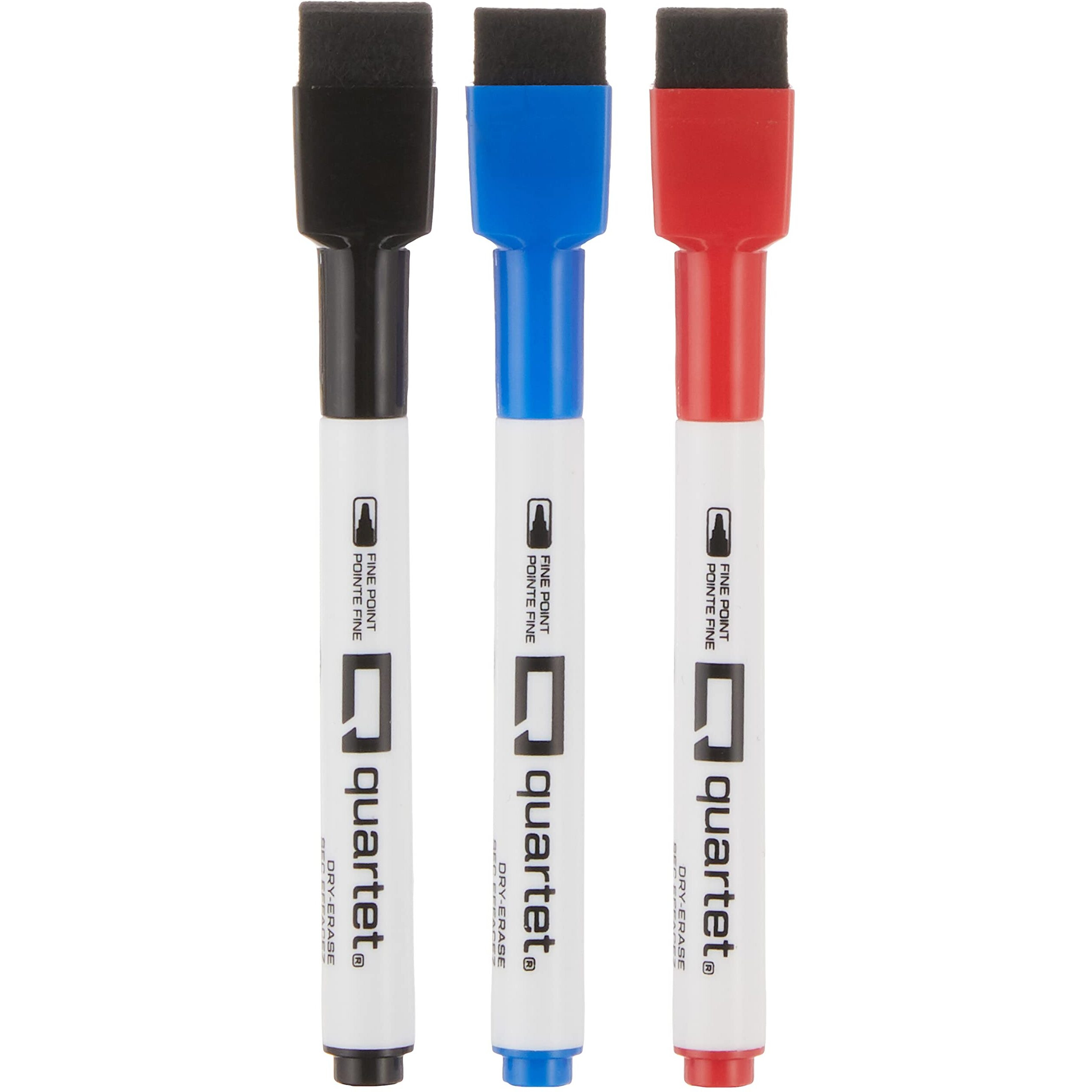 Quartet ReWritables Mini Dry-Erase Whiteboard Markers, Fine Tip, Assorted Ink Colours, Whiteboard Non-Permanent Markers with Magnetic Cap, School & Office Stationery, Pack of 3 (Multicolour)