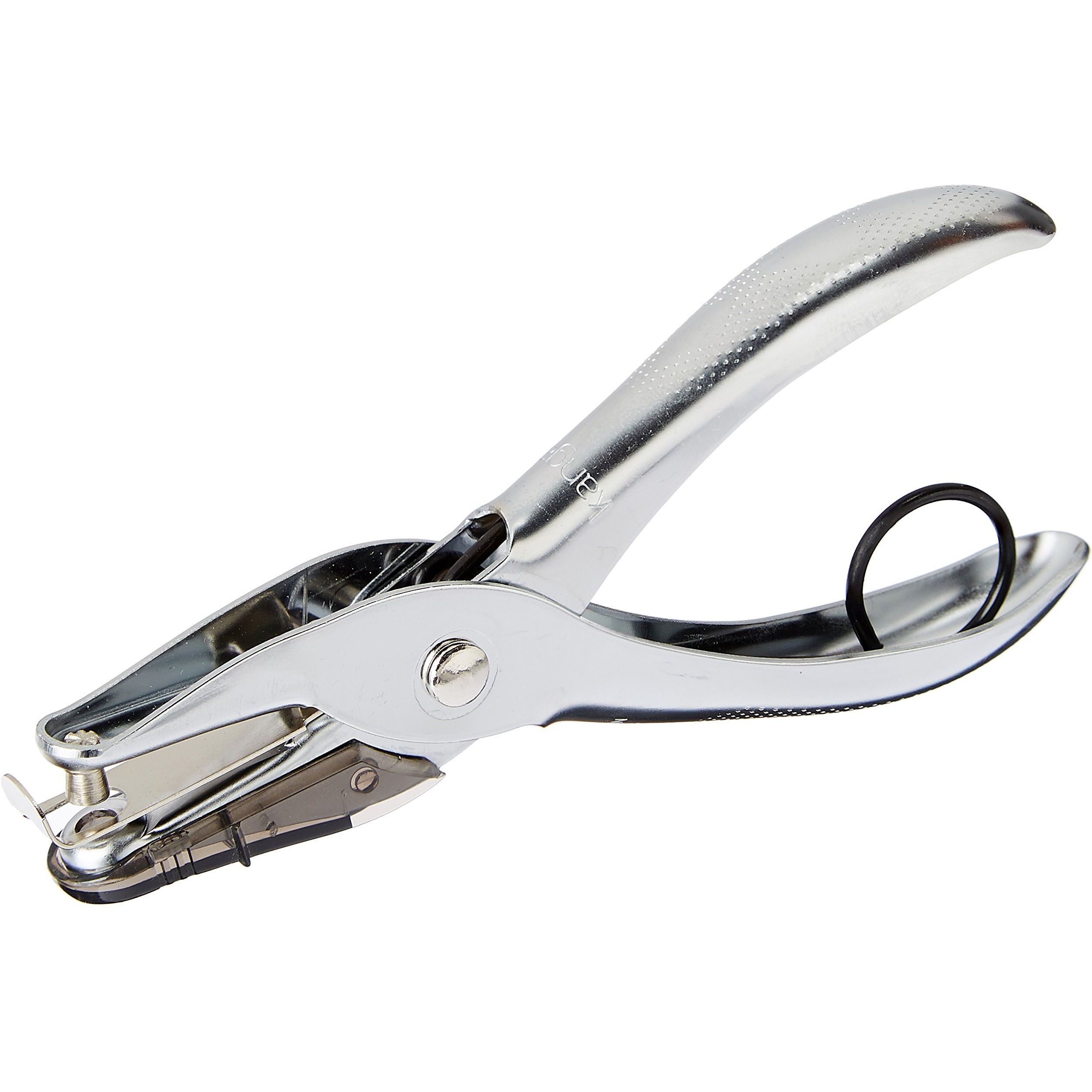 Kangaro Desk Essentials One Hole Chrome Plated Handy Paper Punch | Chrome Plated Handy Paper Punch with Paper Chip Holder | Color May Vary, Pack of 1