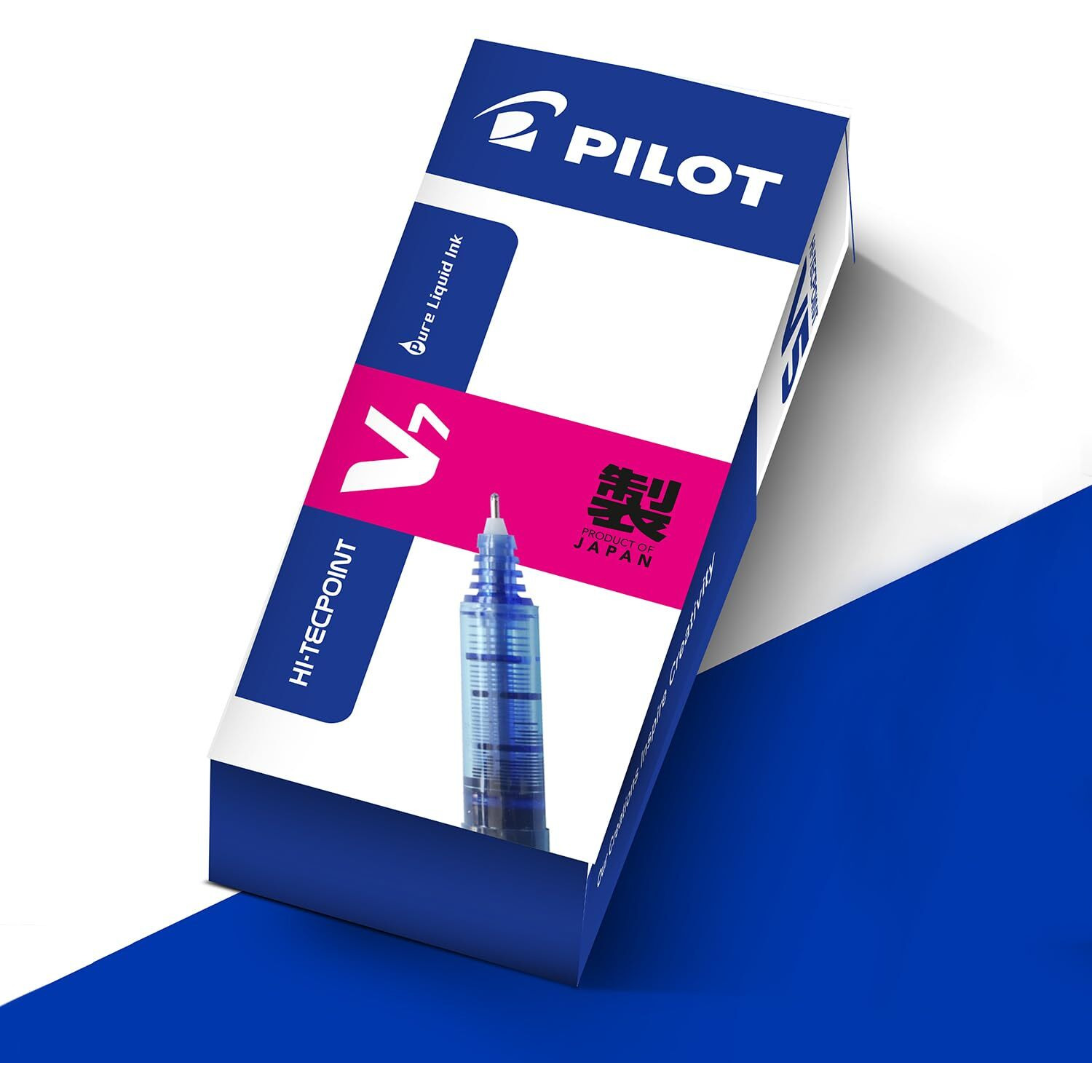 Pilot Hi-Tecpoint V7 0.7mm Fine Point Pure Liquid Ink Roller Ball Pen | Black Ink, Pack Of 12