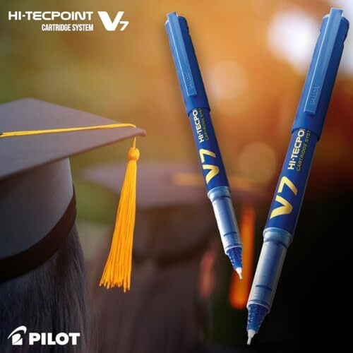 Pilot V7 Hi-tecpoint Pen with cartridge system - 1 Blue, 1 Black Pen, 2 Blue cartridges, 2 Black cartridges