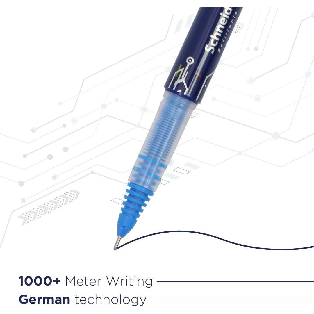 Luxor Schneider, LX MAX roller ball pen, Pack of 4 - Blue, Needle Tip, 0.5mm, 100% German Technology, 1000+ mtrs writing length, Waterproof Ink, Ideal for Students & Professionals