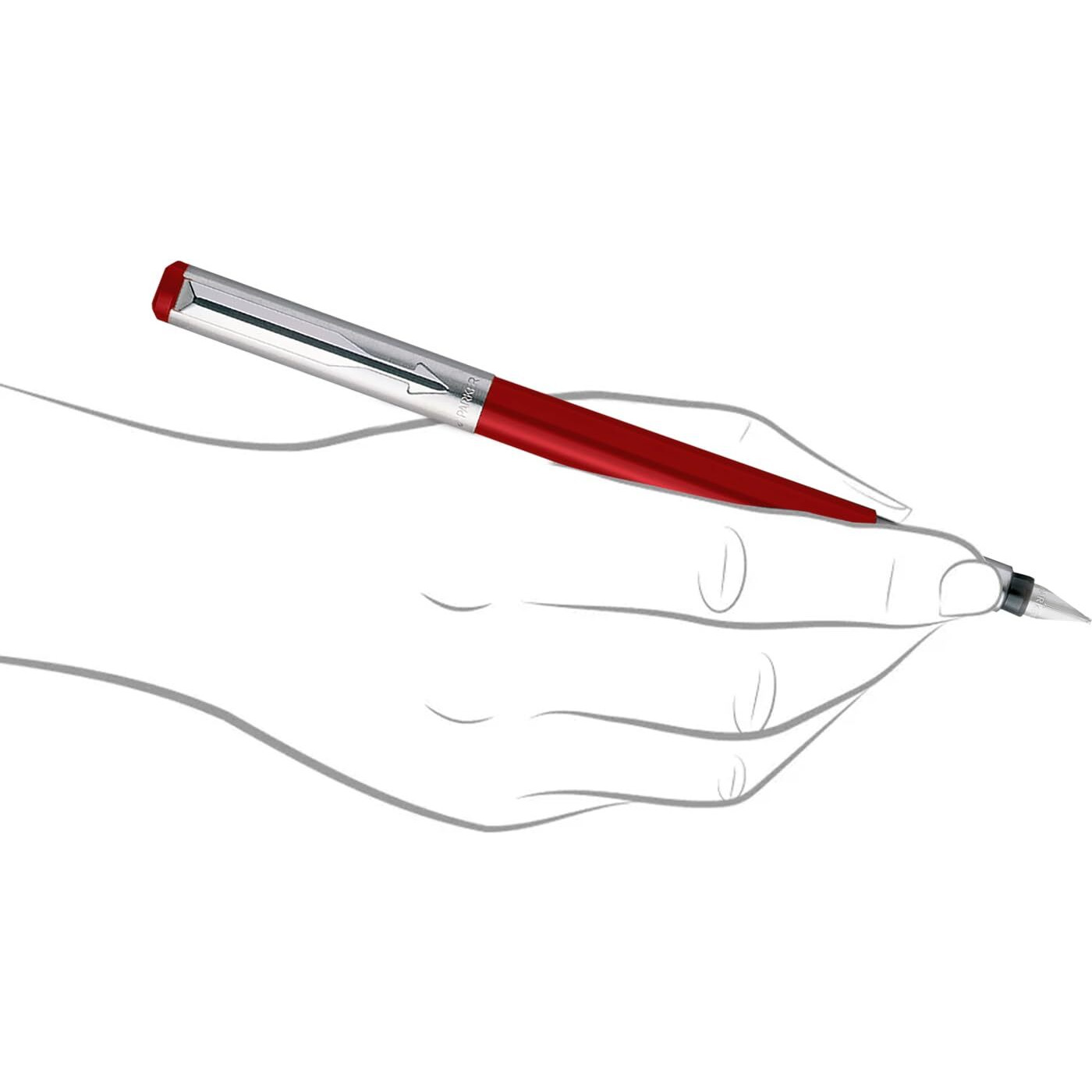 Parker Vector Metallix Fountain Pen (Fine Nib) | Red Body Color With Quink Ink Bottle | Gifts For Employees | Ideal For Corporate Use
