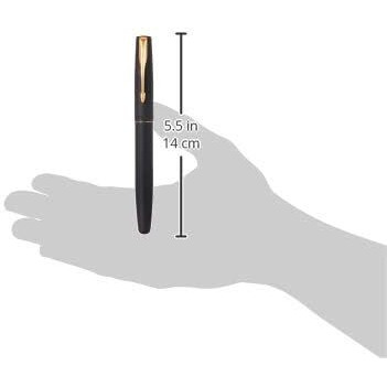 Parker Frontier Matte Black Gold Trim Roller Ball Pen| Ink Color - Blue | Perfect For Employees | Unique Gifts For Entrepreneurs