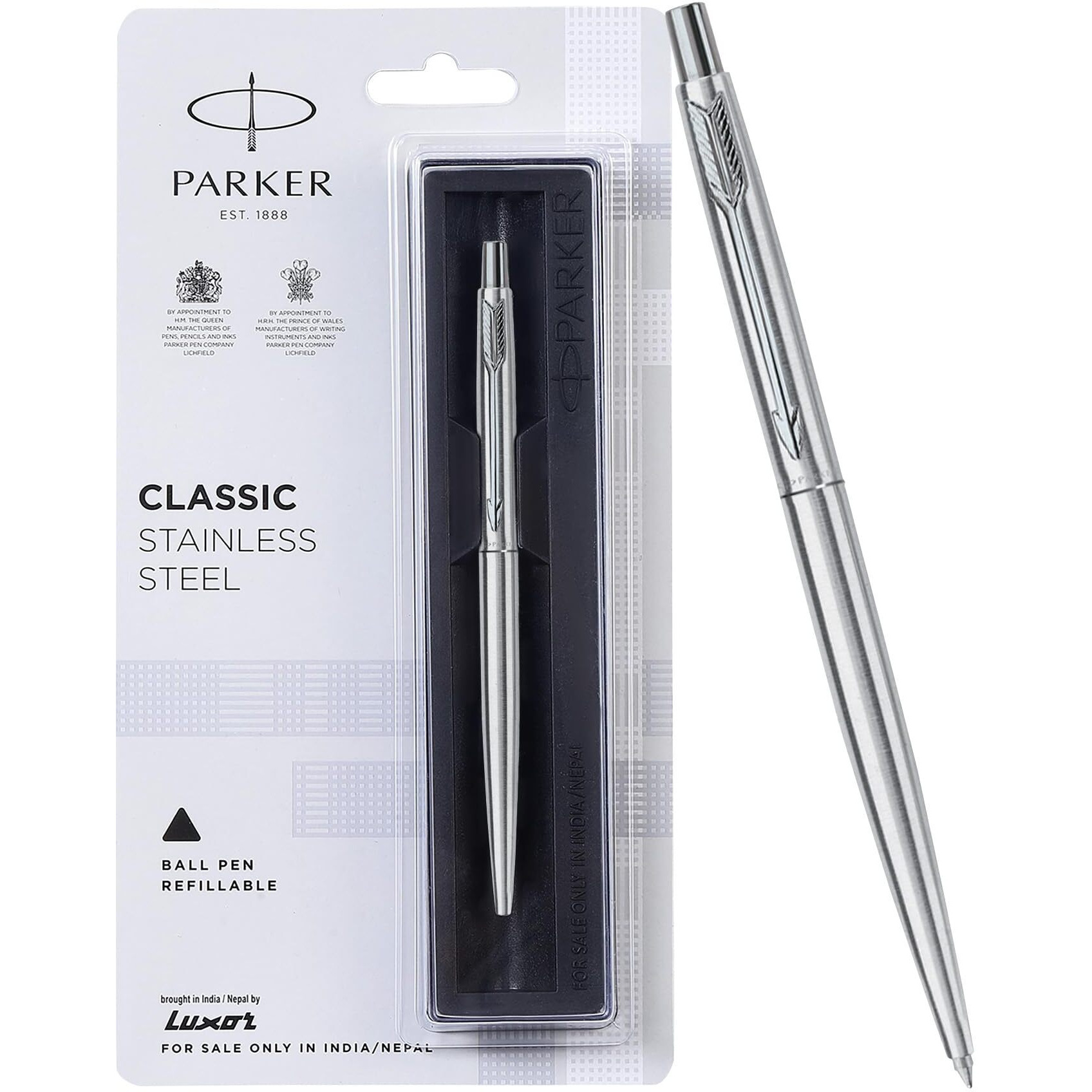 Parker Classic Stainless Steel Chrome Trim Ball Pen| Ink Color - Blue | Gift For Employees | Unique Gifts For Entrepreneurs