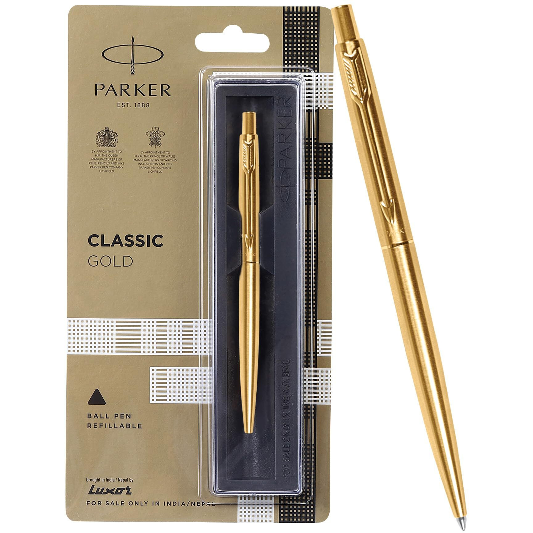 Parker Classic Gold Ball Pen| Ink Color - Blue | Gift For Employees | Leading Pen For Entrepreneurs