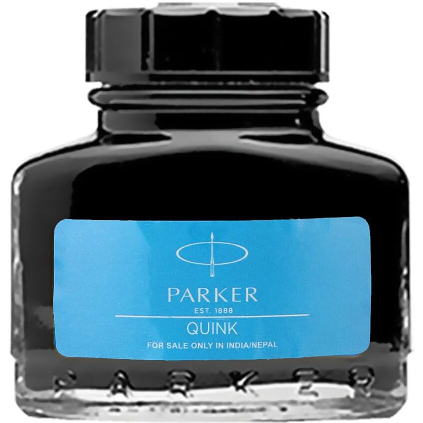Parker Quink Bottle|Ink - Blue | 30 ML | Quick - Drying Ink | No - Smear Writing