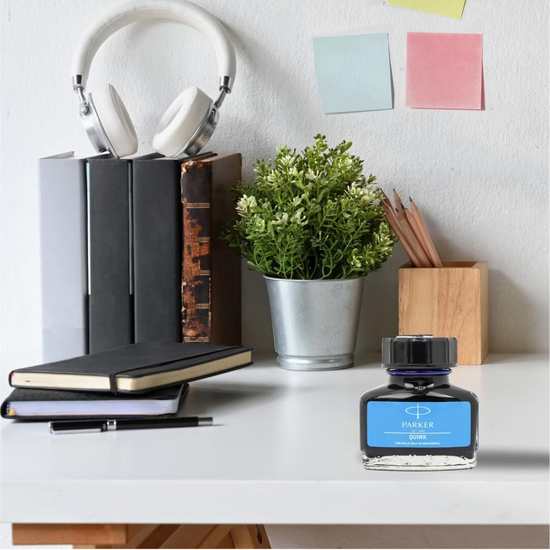 Parker Quink Bottle|Ink - Blue | 30 ML | Quick - Drying Ink | No - Smear Writing