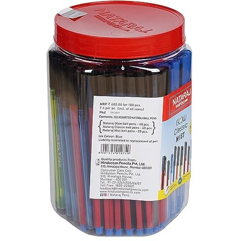 Nataraj GCM 100 Pcs Jar | Comfortable Grip | Non-fading ink | Smooth Writing | Hexagonal shape for better grip | Fun Writing | Use for Student & Office person |Pack of 100 Pens