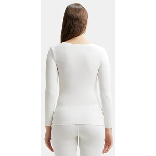 Jockey 2540 Women's Soft Touch Microfiber Elastane Stretch Fleece Fabric Full Sleeve Thermal Top with Stay Warm Technology_Light Bright White_L