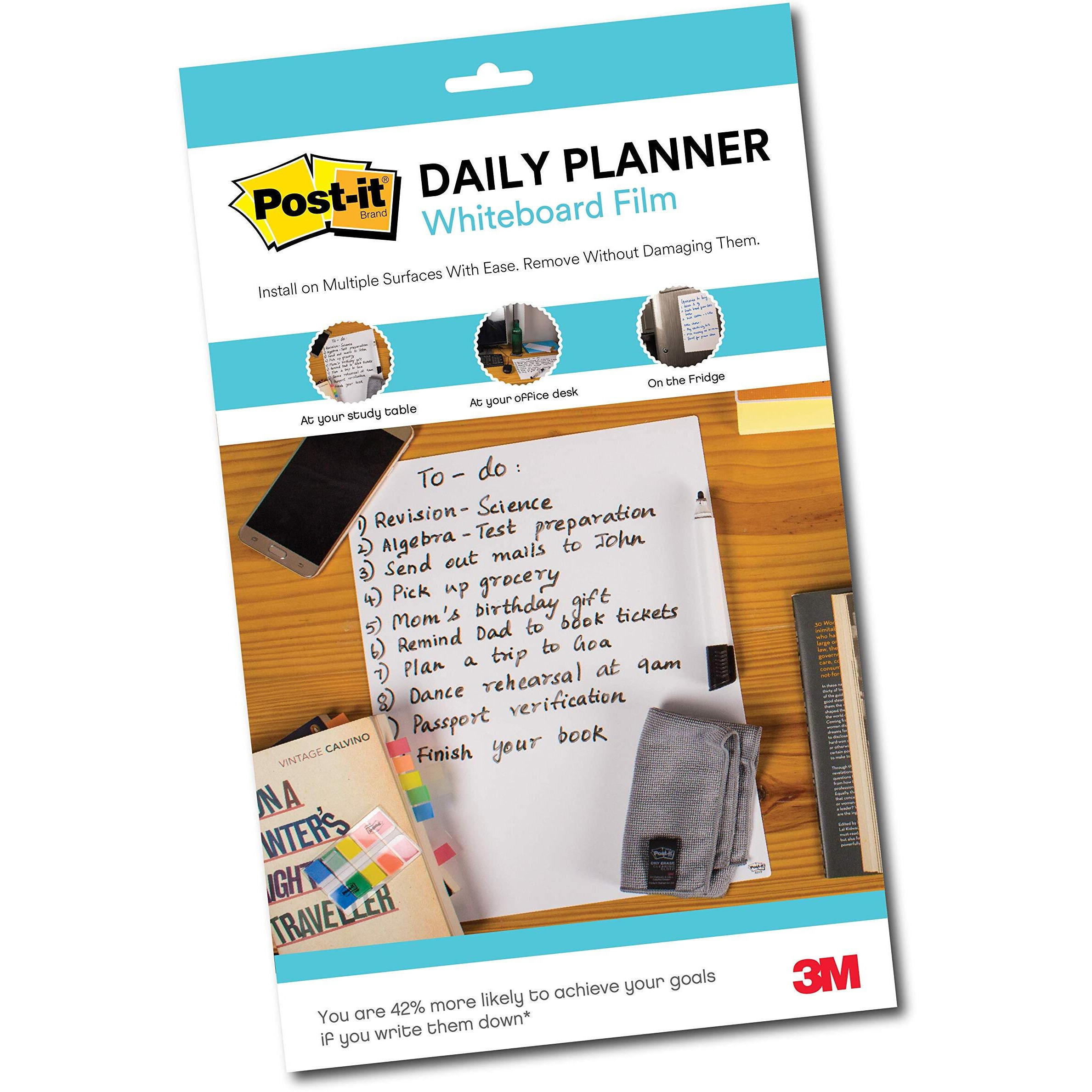 Post-It Wood 3M Dry Erase Writing Surface | Super Sticky, Removes Without Residue | White, 7" X 11" | Pack of 2 | for Students and Work from Home