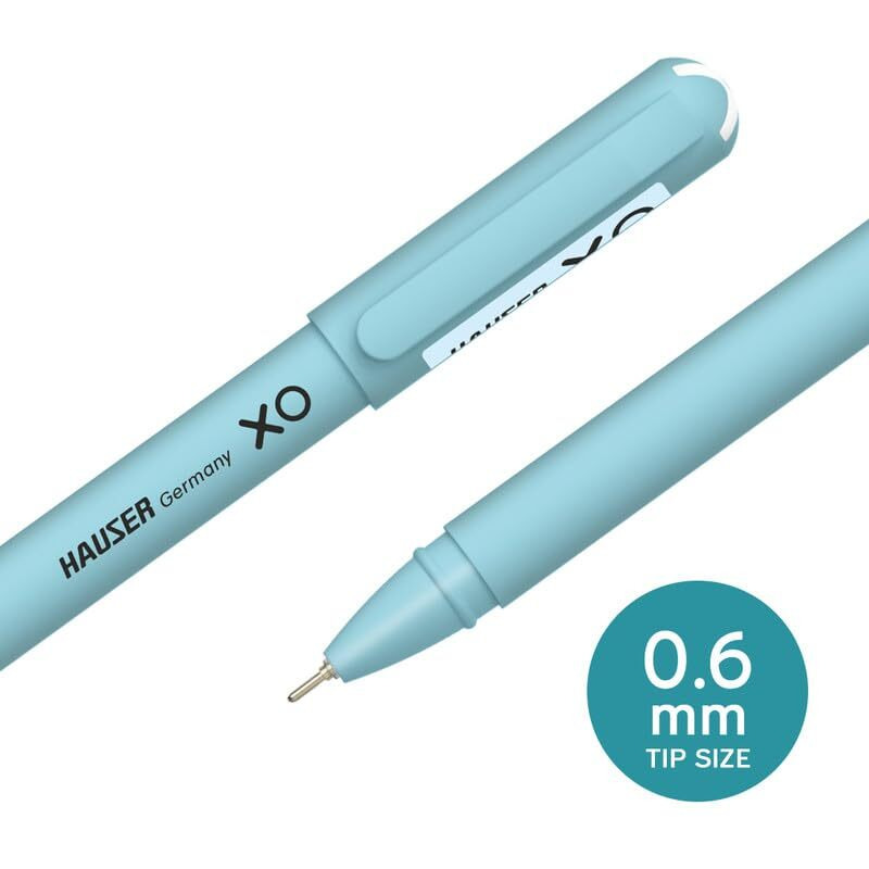 Hauser XO Ball Pen Jar | Tip Size 0.7 Mm | Sleek Body & Minimalistic Design | Matt Finish | Solid Body Type | Low Viscosity Ink | Ultra Durable Tip | Blue Ink, Set Of 25 Pcs