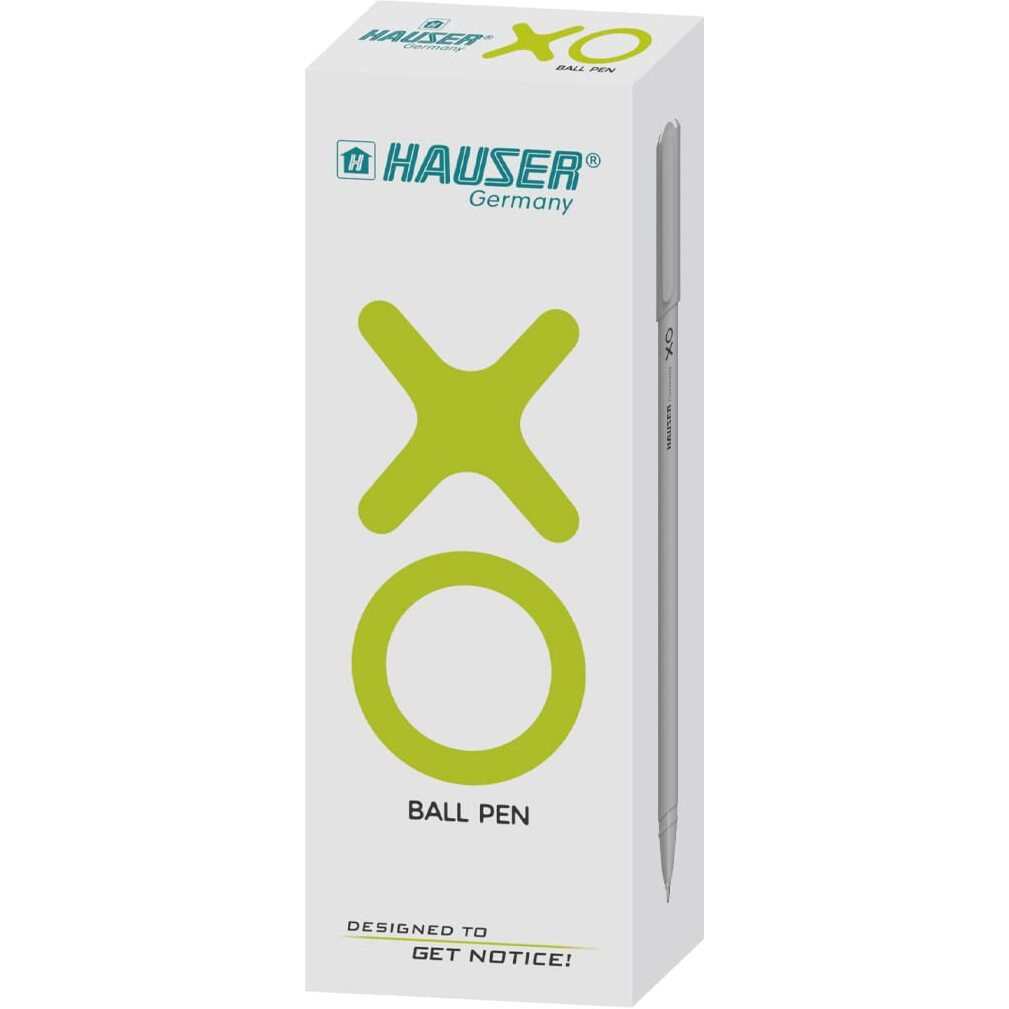 Hauser Xo Ball Pen Box Pack | Tip Size 0.7 Mm | Sleek Body & Minimalistic Design | Matt Finish | Solid Body Type | Low Viscosity Ink | Ultra Durable Tip | Black Ink, Set Of 10 Pcs