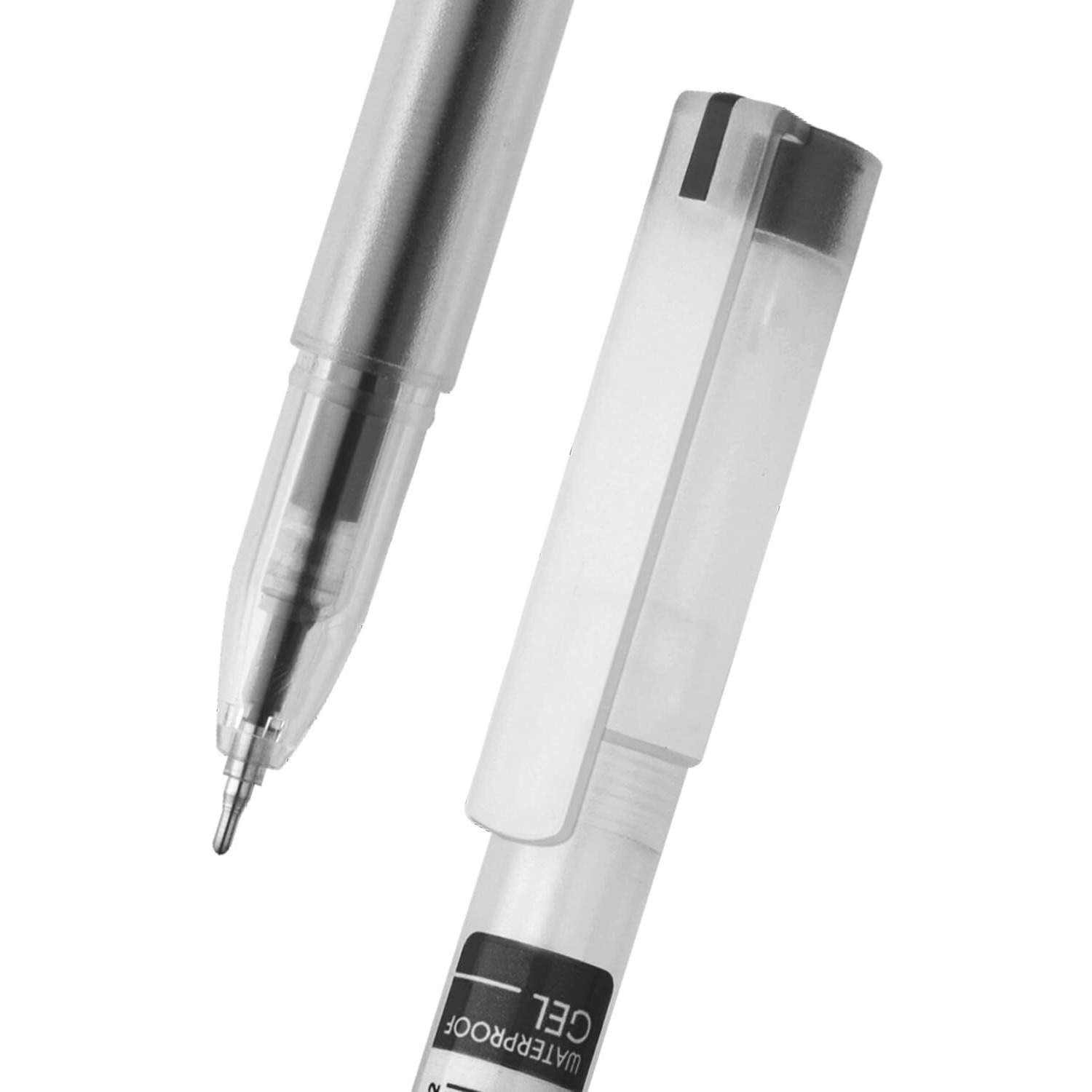 FLAIR Glass 0.6mm Gel Pen | Water Proof Ink For Smooth Flow System | Low-Viscosity Ink For Smudge Free Writing | Quick Dry Ink | Transparent Body With Fine Tip | Black ink, Pack of 10