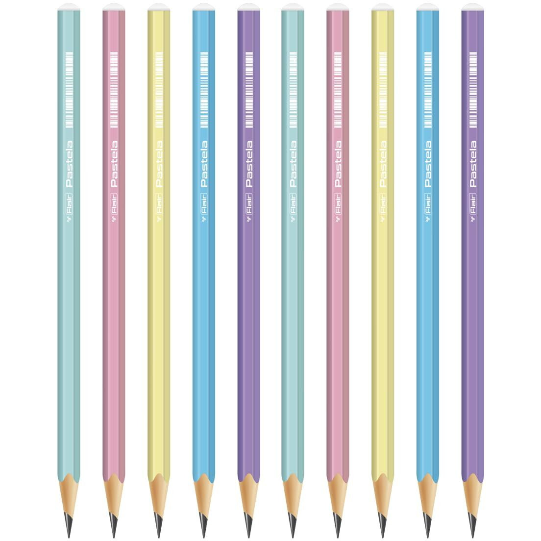 Flair Creative Series Pastela 2B Extra Dark Pencil Box Pack | Ergonomic Hexagonal Body | Included Dust Free Eraser | For Student & Artists | Pack Of 10 Pencils, Ink black