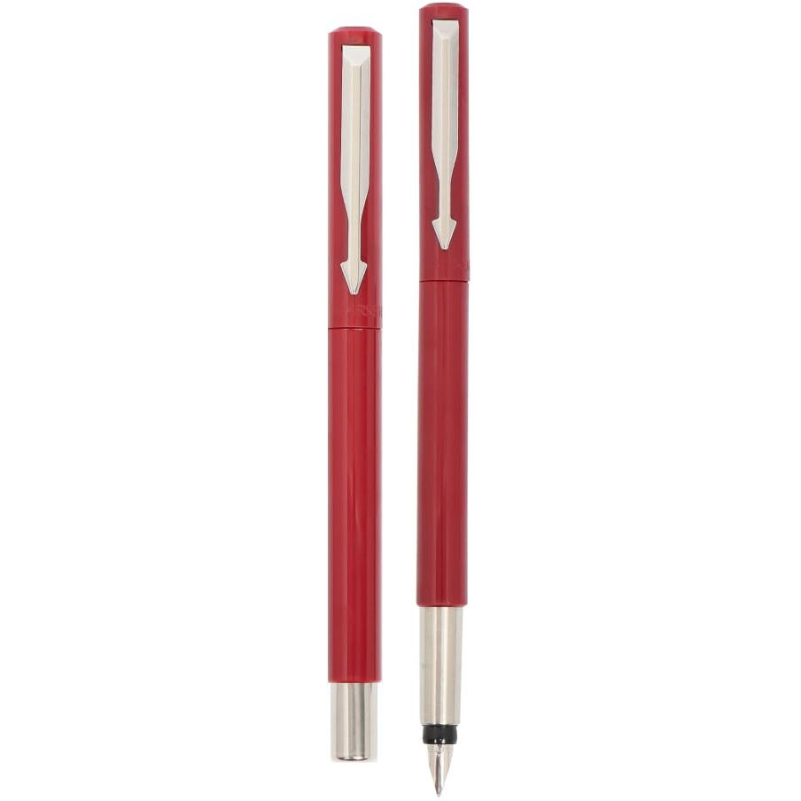 Parker Vector Standard Fountain Pen (Fine Tip) | Red Body Color With 1 Ink Cartridge | Gifts For Employees | Leading Pen For Corporate
