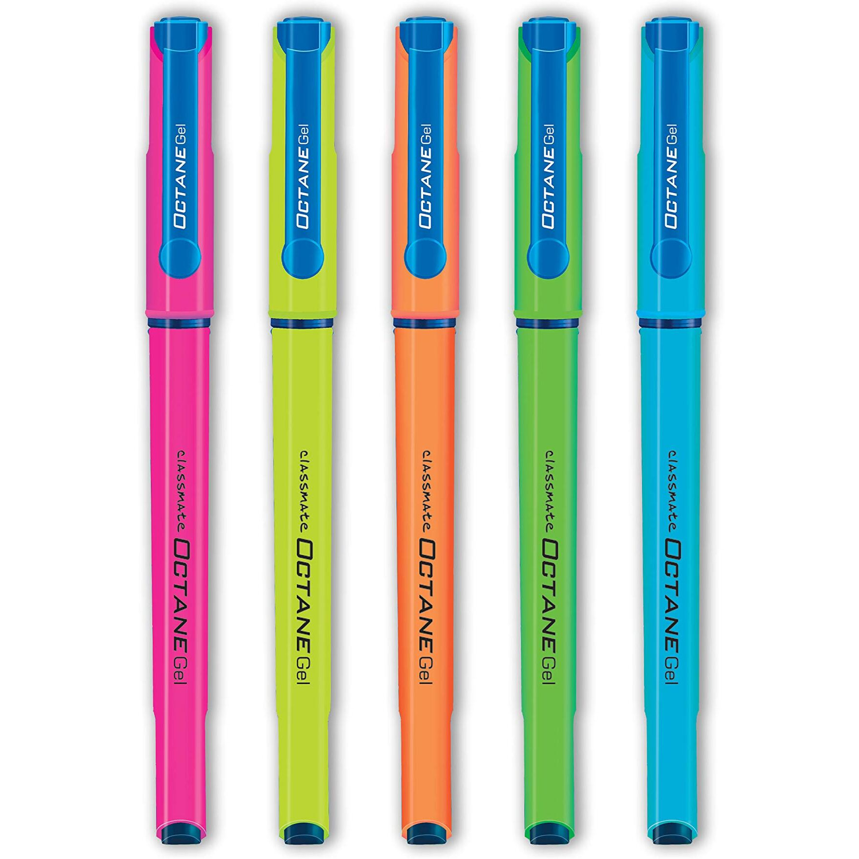 Classmate Octane Neon- Blue Gel Pens (Pack of 5)|Smooth Writing Pens|Water-Proof Ink for Smudge-Free writing|Attractive Neon Body Colours|Preferred by Students for Exam & Class Notes