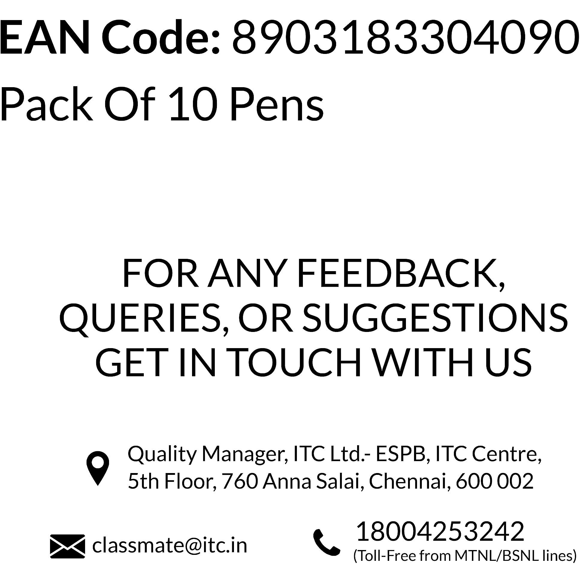 Classmate Hook Ball Pen- Blue (Pack of 10)|Multicolour Body Pens|Attractive Pastel Shades for Boys & Girls|Smooth Writing Ball Pen|Unique Design