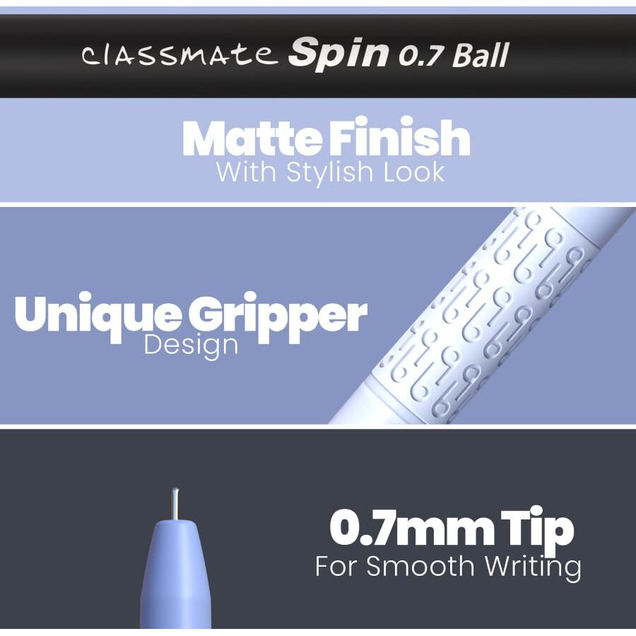 Classmate Spin Ball Pen (20 Blue Pens & 5 Black Pens)- Pack of 1