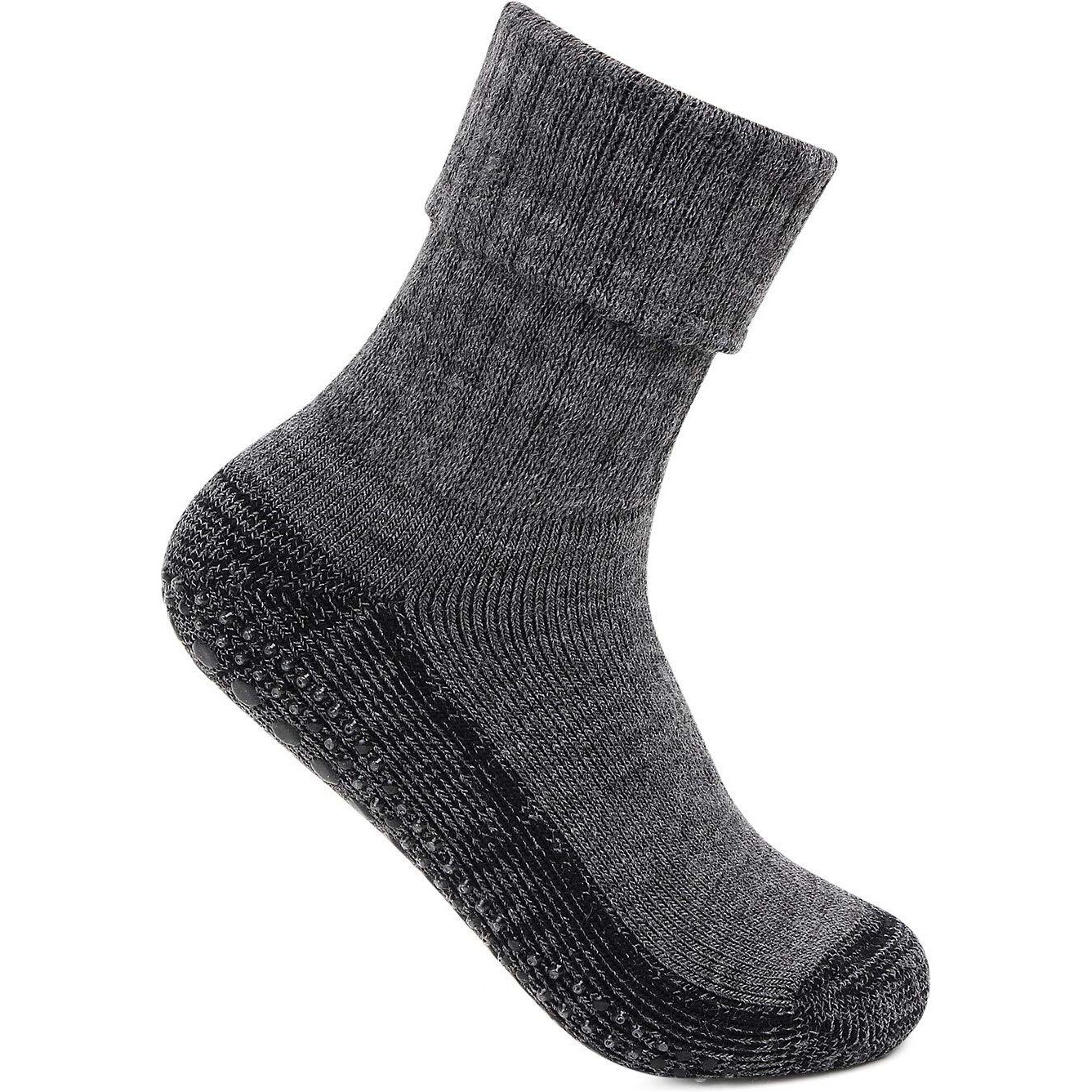 Bonjour Women's Woolen Anti-Skid Indoor Socks - Anthra- PO1